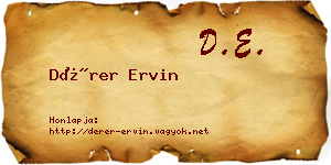 Dérer Ervin névjegykártya